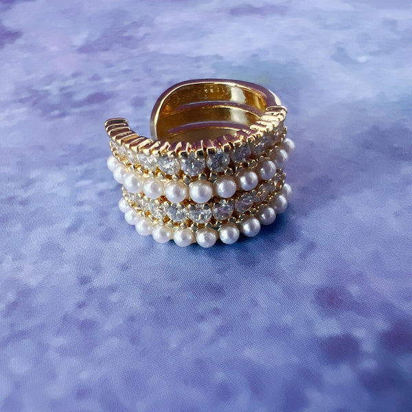 EARCUFF DE PERLAS Y ZIRCONIA