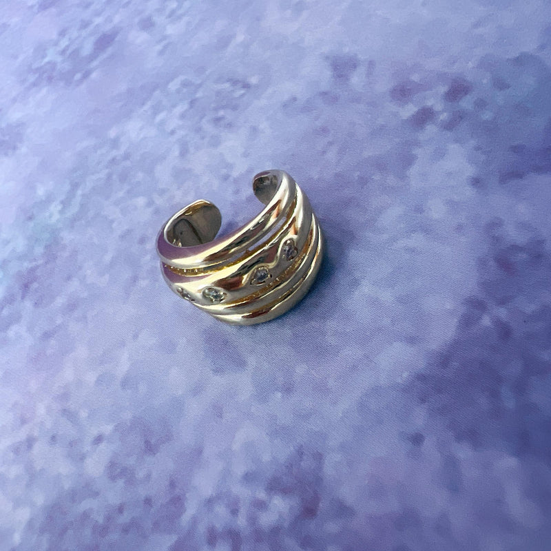 EARCUFF GOLDPLATED Y ZIRCONIA