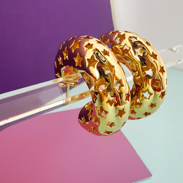 Zarcillos- CHUNKY STAR HOOPS