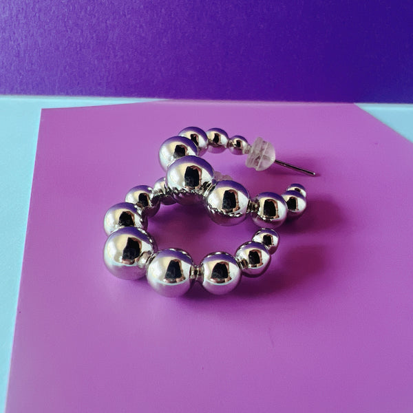 Zarcillos-SILVER BEADS