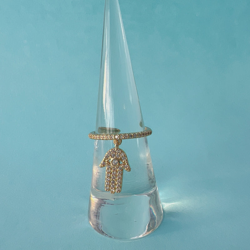 Anillo - Hamsa y Zirconia
